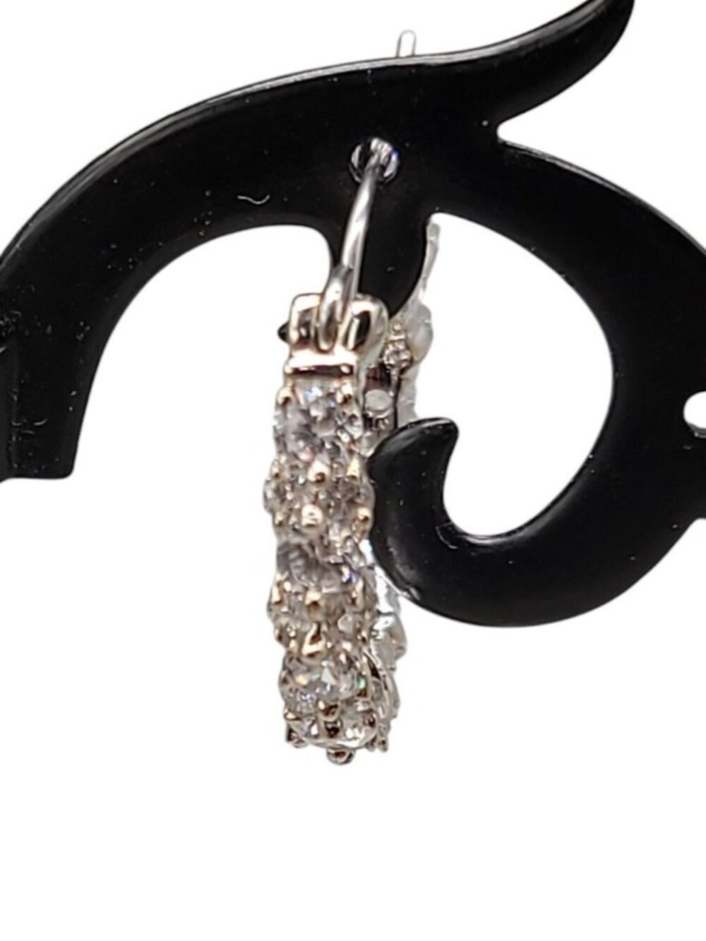 Cubic Zirconia Pave Sterling Hoop Earrings Latch Closure 925 Setting Sparkling - Picture 14 of 14